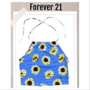 Forever 21 Blouse Top Sunflower NEW WITHOUT TAGS halter top Size M